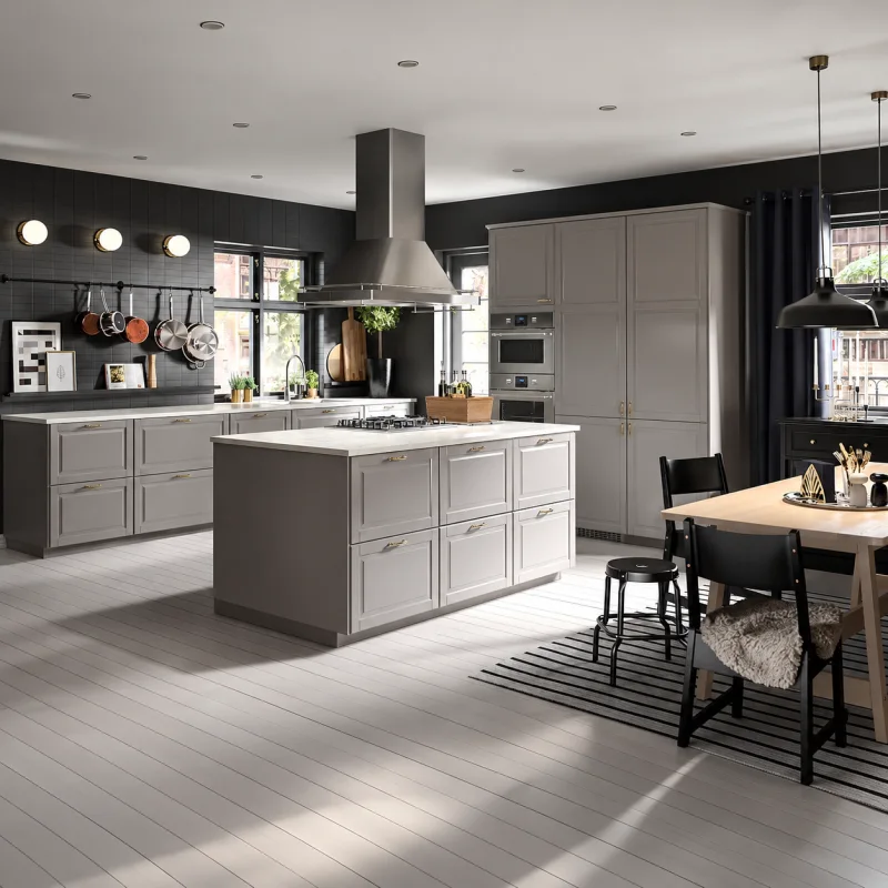 Example of a modern kitchen with an island